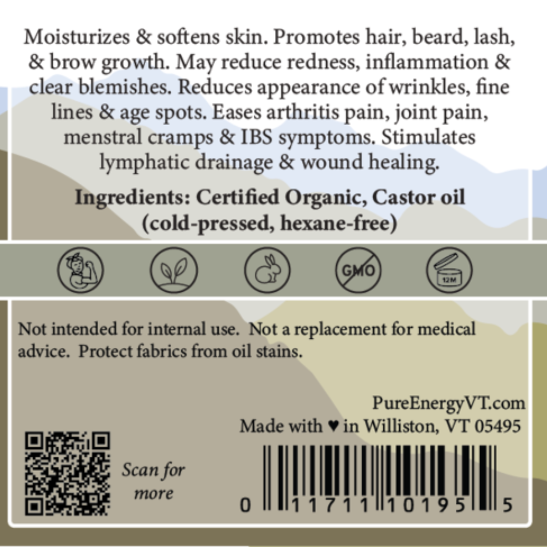 Castor Oil, Certified Organic, Cold Pressed, Hexane-Free