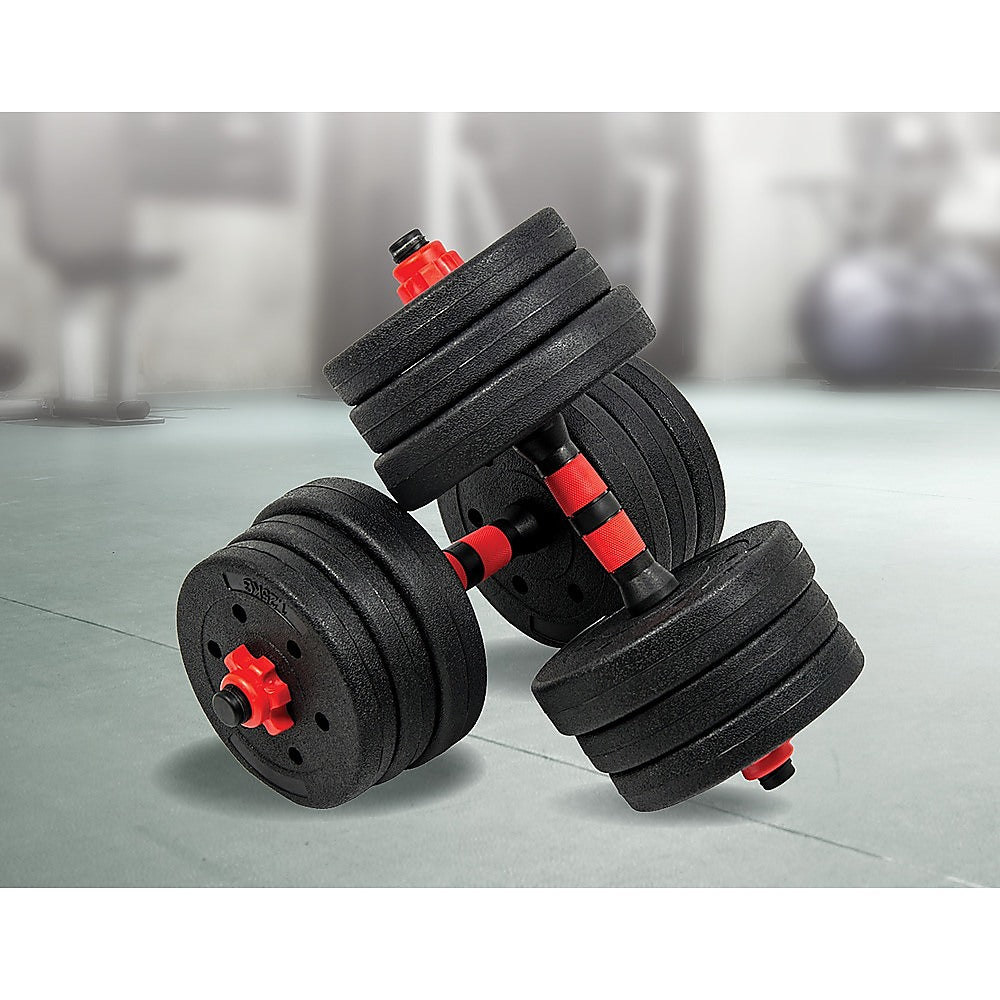 NNEDSZ 20kg Adjustable Rubber Dumbbell Set Barbell Home GYM Exercise Weights
