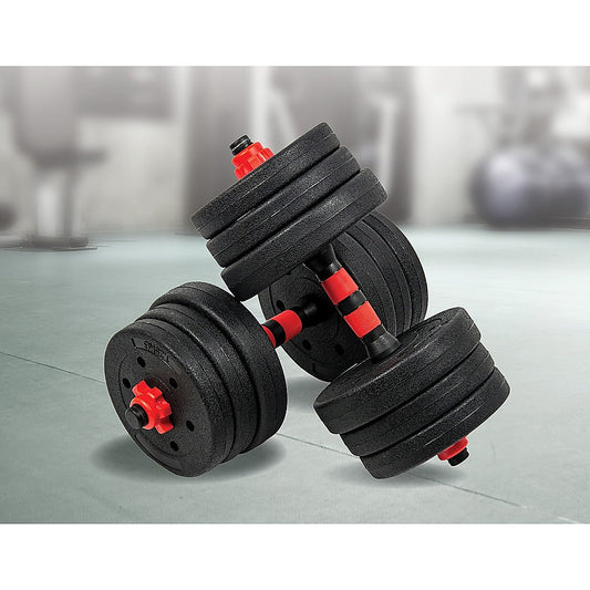 NNEDSZ 20kg Adjustable Rubber Dumbbell Set Barbell Home GYM Exercise Weights