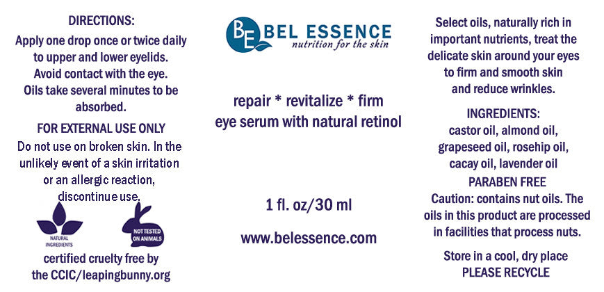 Repair - Revitalize - Firm  Anti-Aging Eye Serum With Natural Retinol, Reduces Lines and Wrinkles, Firms Skin - 1 oz