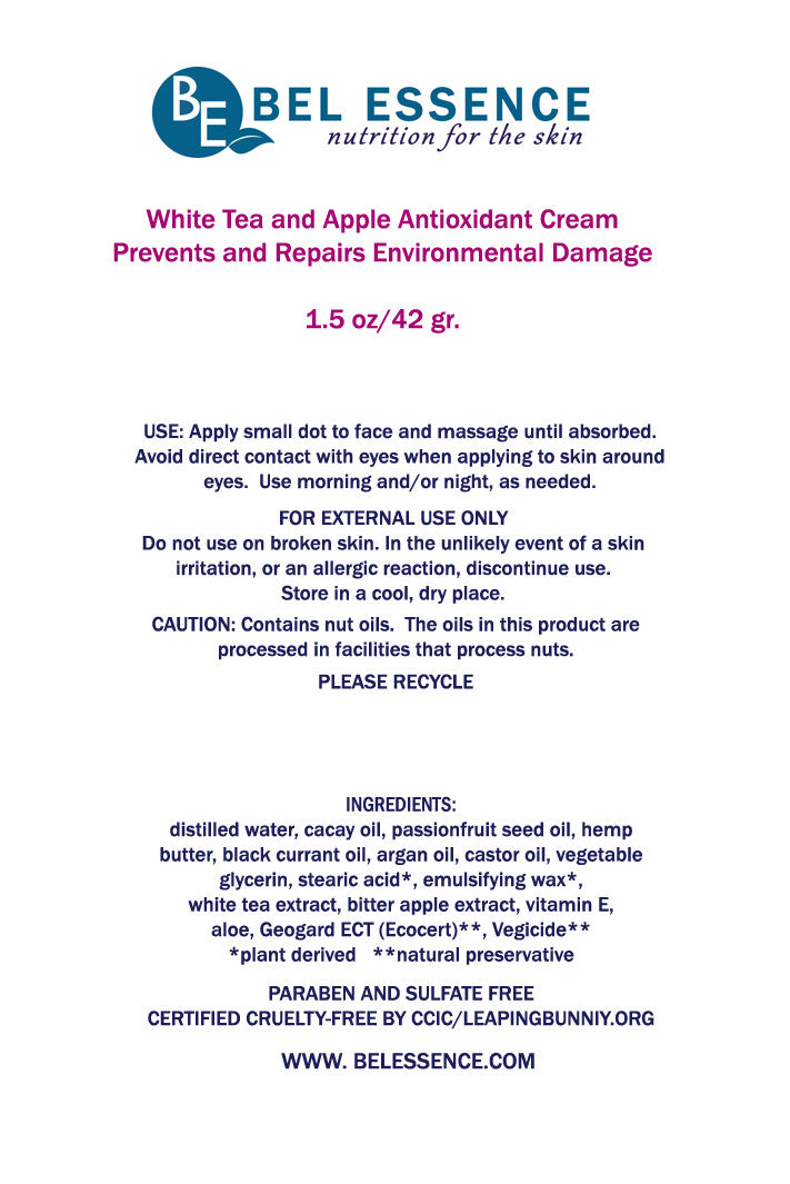 White Tea and Apple Antioxident Moisturizing Cream - Prevents and Repairs Environmental Damage